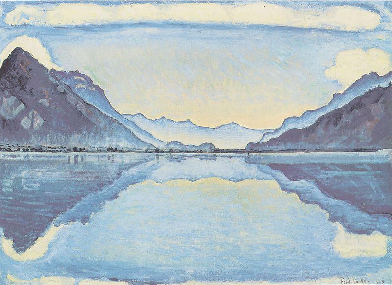 Ferdinand Hodler Thunersee mit symmetrischer Spiegelung oil painting image